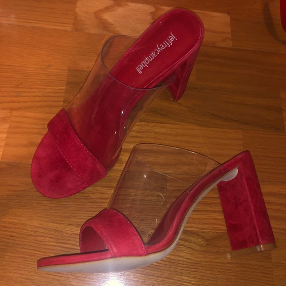 red clear heels